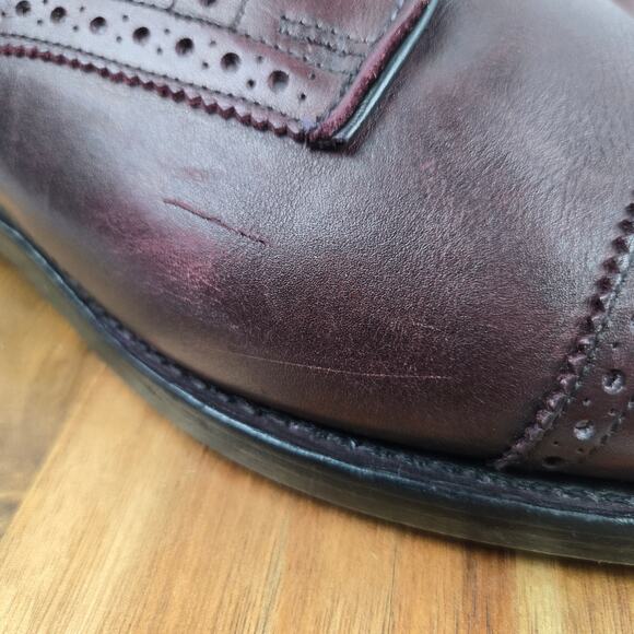 Allen Edmonds Men 10E Lexington Burgundy Maroon Cap Toe Brogue Oxford Dress 5171 - Picture 4 of 15